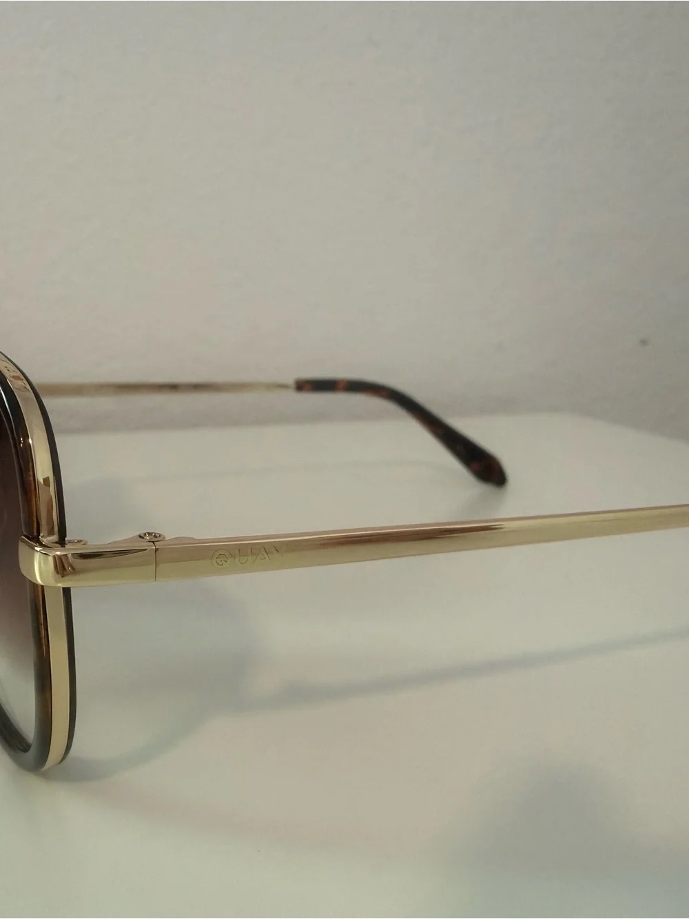 QUAY Tortoiseshell and Gold Aviator Sunglasses - Brown Lenses